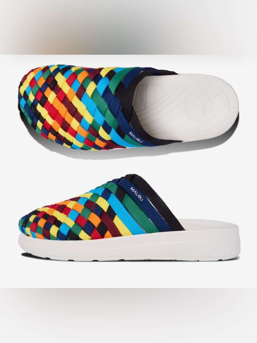 Malibu Sandals Colony Woven Multicolor Mule Men’s 8 Women’s 10 NWT